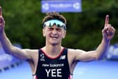 Great Britain's Alex Yee celebrates winning The AJ Bell 2021 World Triathlon Championship Series Mens Race during day 2 of the 2021 ITU World Triathlon Series Event in Leeds. (photo: PA Wire/ Danny Lawson)
