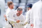 Lethal combination: Yorkshire spinner Dom Bess, left, saw colleague  Adam Lyth take three catches off his bowling to help the White Rose to an inniings and 30-run victory over Sussex. Picture: Allan McKenzie/SWpix.com