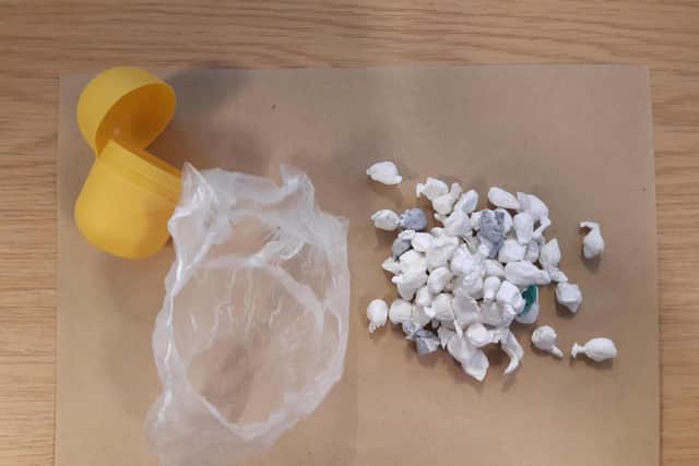The boys were searched under the Misuse of Drugs Act and two Kinder eggs containing suspected heroin and crack cocaine were found along with a knuckle duster seized from one of the teenagers.