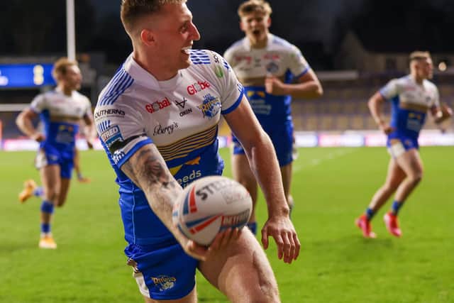 Leeds Rhinos' Alex Mellor was penalised recently for fumbling a play-the-ball while struggling to get to his feet because of cramp. Picture: Alex Whitehead/SWpix.com.