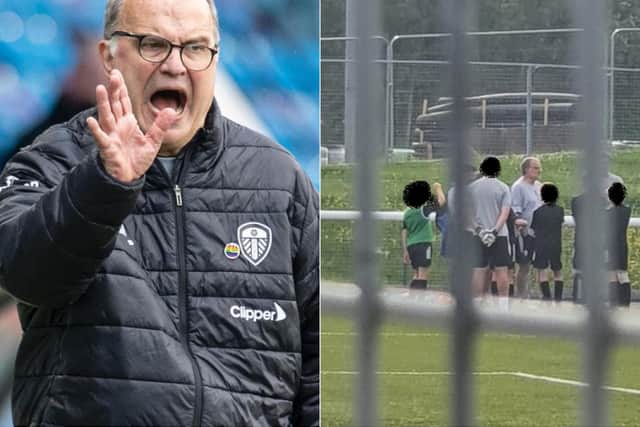 Leeds United coach Marcelo Bielsa at a youth training session in Leeds.