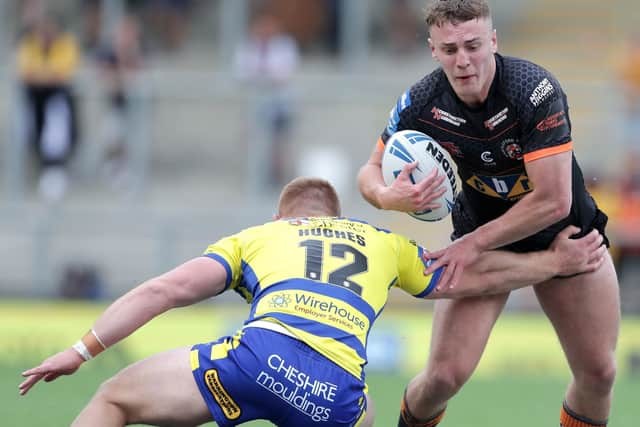 Rumoured Leeds Rhinos target, Jake Trueman, pictured in action during Castleford Tigers' Challenge Cup semi-final win over Warrington Wolves. Picture: Richard Sellers/PA Wire.