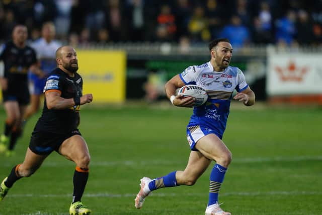 Leeds Rhinos captain Luke Gale races away to score in their last outing against Castleford Tigers. (ED SYKES/SWPIX)