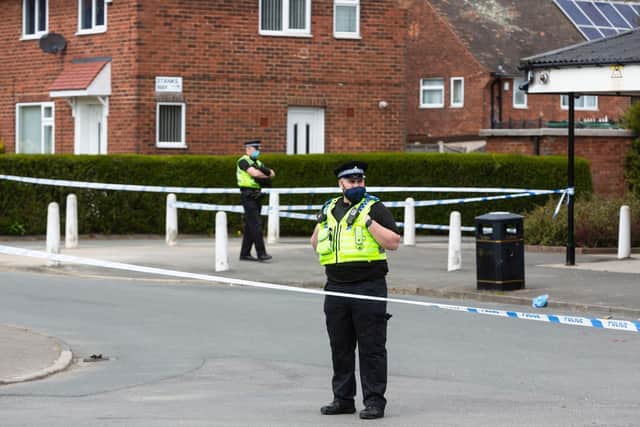 The scene of a machete attack in Swarcliffe where a man's hand was chopped off. SWNS.