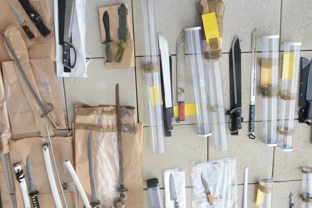 Weapons seized by police as part of an operation tackling gang members. Photo West Yorkshire Police.