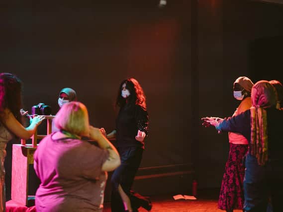 A movement workshop at the Mafwa Theatre, which is a all-women theatre group working with refugees, asylum seekers and the local community. Photo: Tom Arber