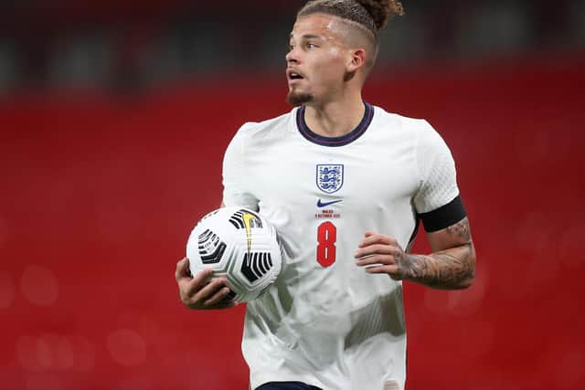 IN SAFE HANDS: Leeds United's England international midfielder Kalvin Phillips. Photo by Carl Recine - Pool/Getty Images.