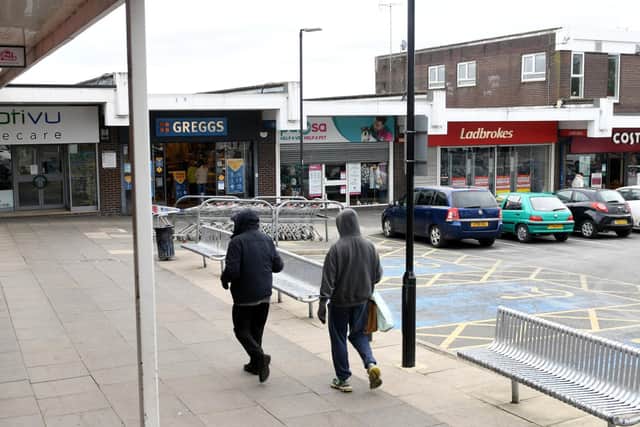 What the benches used to look like in the Bramley Shopping Centre.