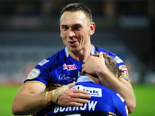 Kevin Sinfield pictured with his former Leeds Rhinos team mate Rob Burrow.
