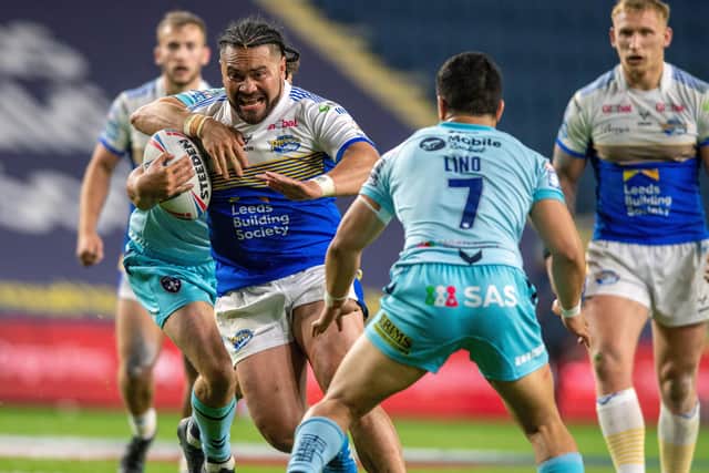 FUTURE WATCH: Konrad Hurrell on the charge for Leeds Rhinos against Wakefield Trinity. Picture: Bruce Rollinson