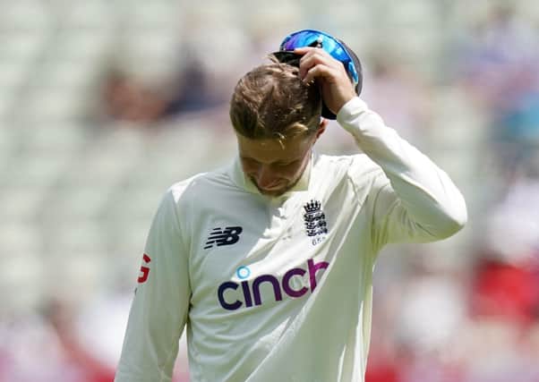England captain Joe Root looks dejected after his side's heavy defeat to New Zealand at Edgbaston. Picture: Mike Egerton/PA