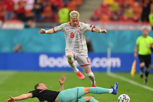 DEFEAT: For Leeds United's Gjanni Alioski, above, with North Macedonia. Photo by JUSTIN SETTERFIELD/POOL/AFP via Getty Images.