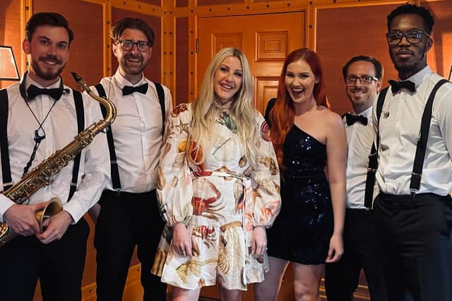 Ellie Goulding and members of The Function Band at Leeds United player Luke Ayling's wedding (photo: The Function Band).