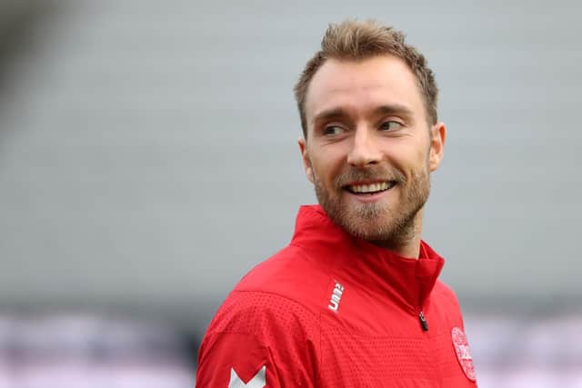 Denmark's Christian Eriksen during a training session at Ceres Park, Aarhus