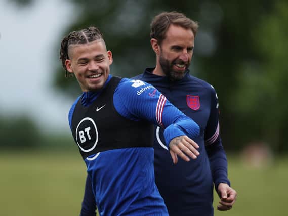 Leeds United midfielder Kalvin Phillips in training with England. Pic: Getty