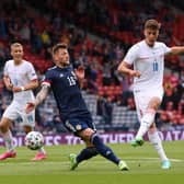 STEADY START - Leeds United's Liam Cooper was heavily involved, particularly in the first half, for Scotland in their Euro 2020 defeat to the Czech Republic. Pic: Getty