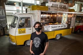 James Mackenzie is the first chef to take over Trinity Kitchen's new street food van - serving 'low and slow' smoked meats in crispy wraps
