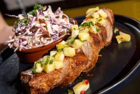 James Mackenzie has shared his recipe for summer pork with rainbow slaw and pineapple and chilli salsa