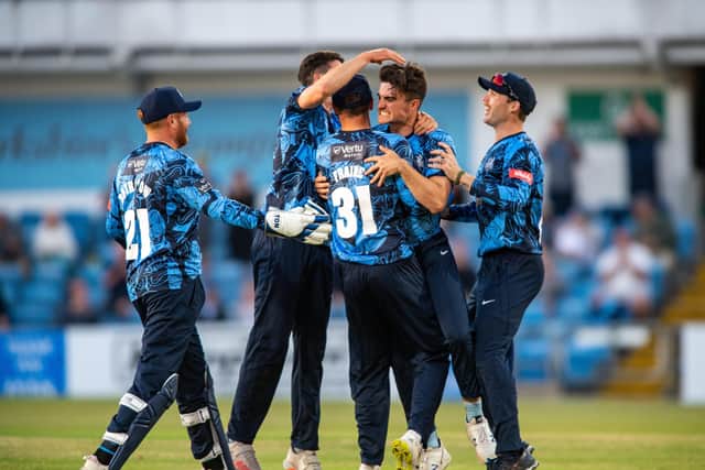 Jordan Thompson celebrates catching Josh Inglis on the boundary.