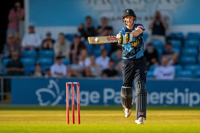 Big slap: Harry Brook on his way to 48 not out. Picture Bruce Rollinson