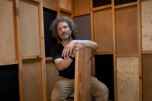 Artist and Architect Nicolas Henninger building the CABANON. Photo: Gary Longbottom