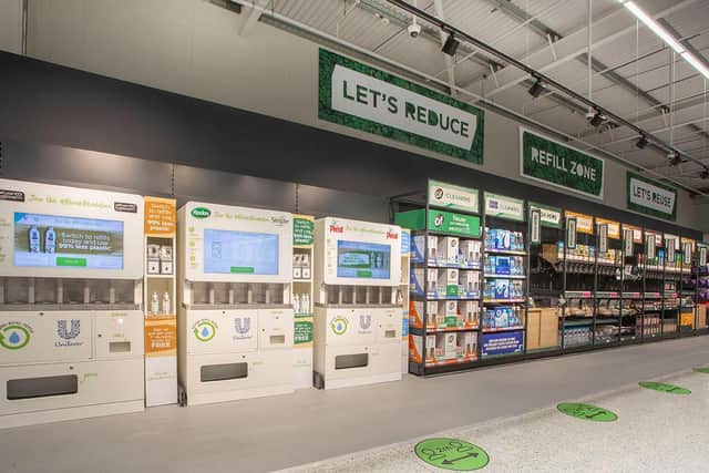 Refill stations in Middleton, Leeds store.