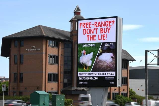 The Leeds Tower displays a billboard of "The Foul Truth" campaign