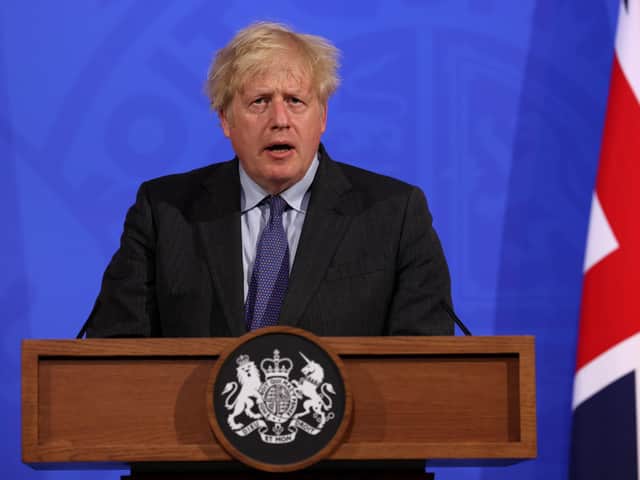 Prime Minister Boris Johnson, during a media briefing in Downing Street, London, on coronavirus. Picture date: Monday June 14, 2021. (photo: PA Wire)