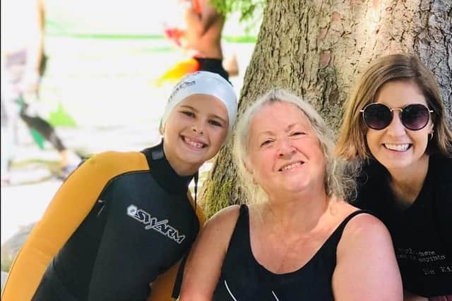 Pictured, left to right: Isla, with her grandmother Jan Van Loo.  and mother Indea Beck. The adventurous trio completed the Great North swim recently for the mental health charity MIND. Photo credit: Submitted picture