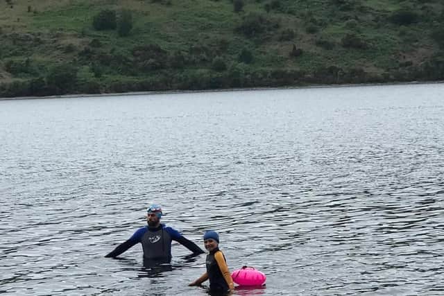Pictured Steve Beck (left) with daughter Isla. The pair took part in the Great North Swim, which returned this year after being cancelled in 2020 due to the coronavirus pandemic, allows for different ages and abilities with distances from 250m to 10k. Photo credit: Submitted picture
