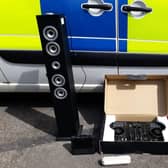 The music equipment seized by police and Leeds City Council officers in Hyde Park.