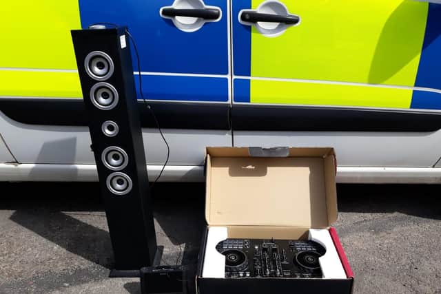 The music equipment seized by police and Leeds City Council officers in Hyde Park.