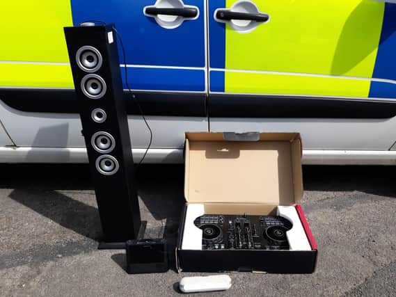 The music equipment seized by police and Leeds City Council officers in Hyde Park.