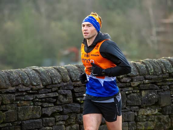 Kevin Sinfield during one of his seven marathons in seven days. Picture by Bruce Rollinson.
