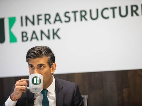 Chancellor Rishi Sunak at the UK Infrastructure Bank in Leeds. Pics by Treasury