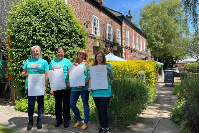 From L-R Nina Britton, 35, Leanne Aldwin, 37, Katy Winship, 35 and Carys Barker, 33