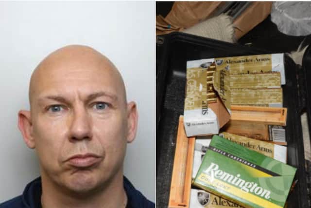Paul Shepherd, 43, has been convicted after rifles, drugs and 200 rounds of ammunition were found in his home on Stainbeck Lane in Leeds (Photo: NCA)