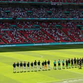 WEMBLEY: England and Croatia players line-up prior to their Group D game at Wembley. Picture: Getty Images.