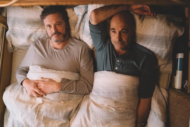 Colin Firth and Stanley Tucci star as Sam and Tusker in a deeply moving story about a couple travelling across England and coming to terms with Tusker’s recent diagnosis of early onset dementia