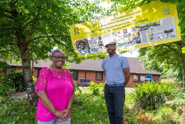 Pictured Gloria Hanley, Chairperson, for the Mary Seacole Nurses Association, with Dean Matheson, Director of the Calm & Centred Coping with Bereavement Project.