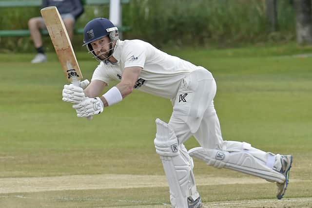 Lee Goddard, of New Farnley, who top scored with 48 in the defeat Woodlands. Picture: Steve Riding.