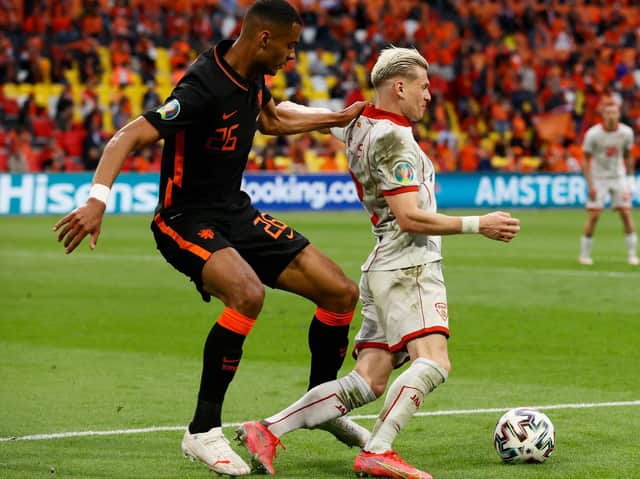 FULL PART - Leeds United's Gjanni Alioski was fully involved in North Macedonia's clash with the Netherlands, putting a huge amount of energy into his performance during the defeat. Pic: Getty