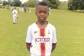 Pictured, Tomi Solomon, 13, a talented footballler who played for the academy at Bradford City. Sadly the teenager died earlier this month. Photo credit: Submitted photo