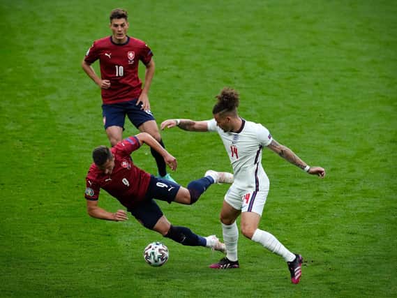 SOLID SHOW - Leeds United's Kalvin Phillips had another solid performance for England as they beat Czech Republic to top Group D at the Euros. Pic: Getty