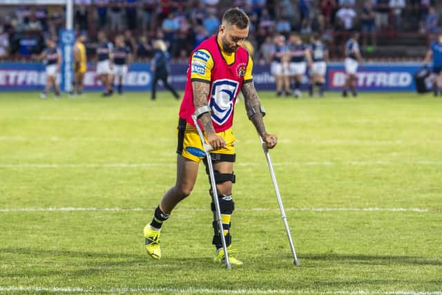 Gareth O'Brien, limping from the field after Castleford Tigers' recent win over Wakefield Trinity. Picture: Tony Johnson/JPIMedia.