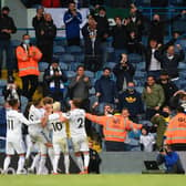 APERITIF: Leeds United's fans were given a taster ahead of next season when finally returning to the stands for the 2020-21 Premier League campaign finale against West Brom, above. Photo by Stu Forster/Getty Images.