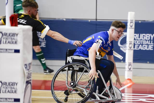 Josh Butler in action in the Wheelchair Challenge Cup Final - Leeds Rhinos v The Argonauts Skeleton Army - English Institute of Sport, Sheffield, England in 2019 (Picture: Dean Atkins/SWpix.com)