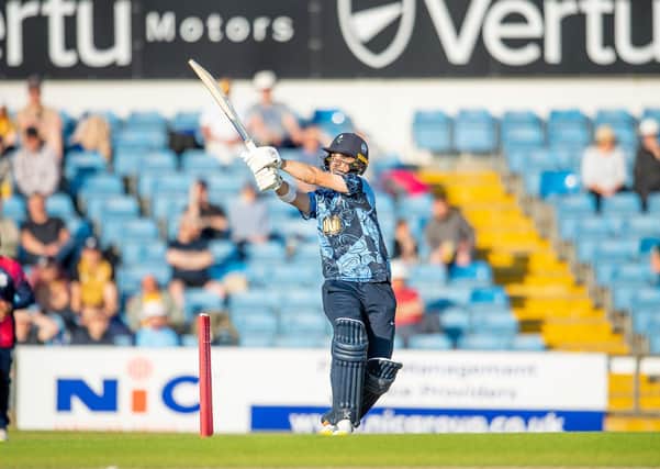 TOP MAN: Yorkshire's Jordan Thompson hits out against Northamptonshire Steelbacks at Headingley on Saturday. Picture by Allan McKenzie/SWpix.com
