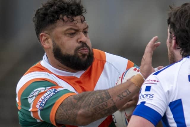 Hunslet's Jordan Andrade who scored two tries in the League One win over West Wales Raiders. Picture: Tony Johnson/JPIMedia.