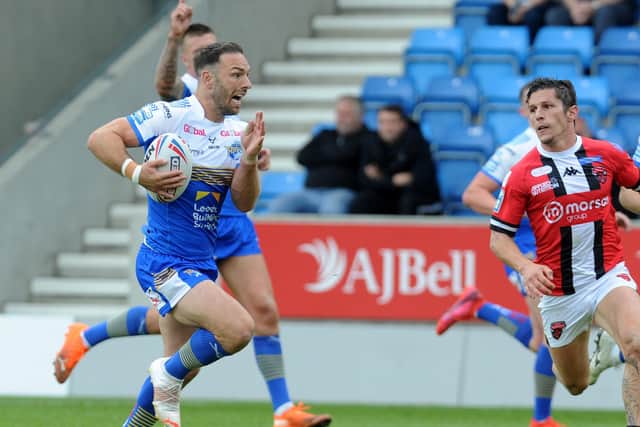 Leeds Rhinos captain Luke Gale made a try-scoring contribution in the 38-12 win at Salford Red Devils, 48 hours after featuring for England against the Combined Nations All Stars. Picture: Steve Riding.